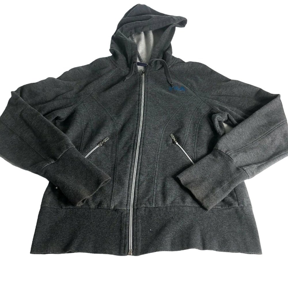 Fila Sport Womens Gray Hooded Pockets Long Sleeve Full Zip Jacket Size Medium